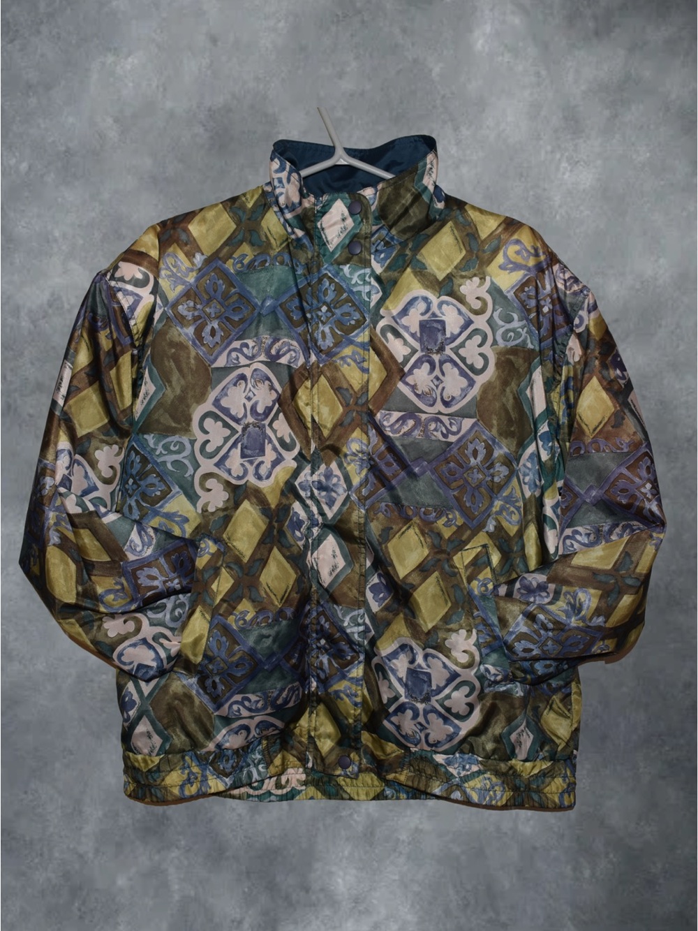 Vintage Green/Teal Patterned Windbreaker